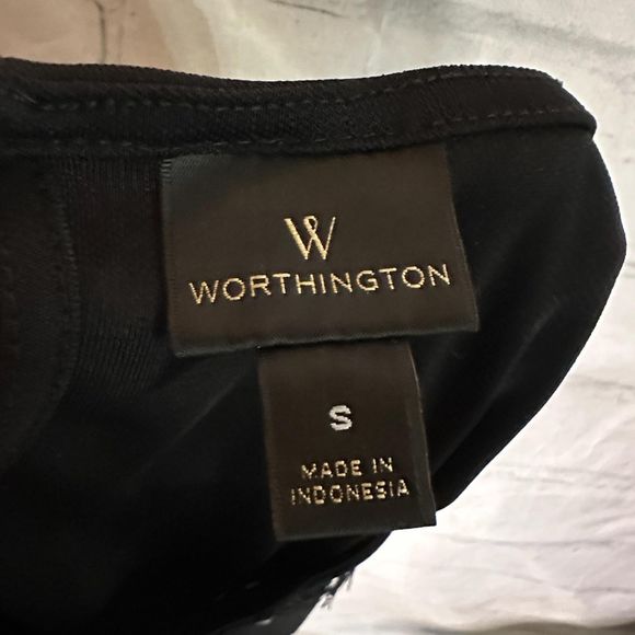 Worthington Black Lace Blocked Blouse With White Dots, Small, Pre-owned - Picture 5 of 6